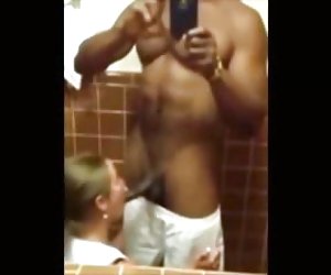 Waitress sucking BBC in restaurant toilet