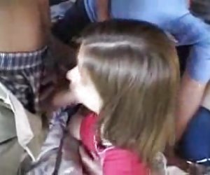 Cute teen picked up and receives blowjobs and facials