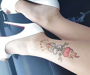 my pantyhosed leg ankle tattoo& high heels voyeur upskiry