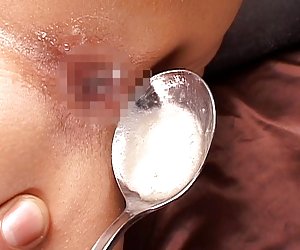 Japanese girl farts anal creampie on a spoon and eats it