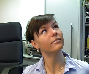 Hot German secretary in black stockings creampie fuck