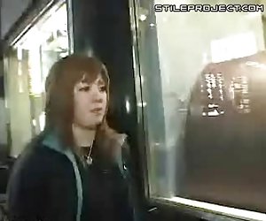 Blonde babe in a public place for a stranger she just met