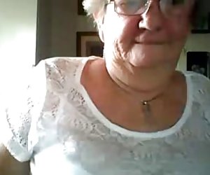 Grandma showing big tits on webcam