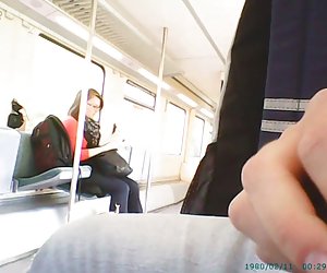Train masturbation in front of girl