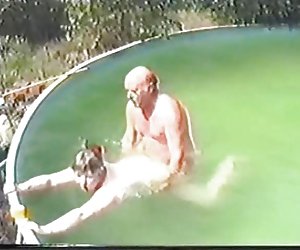 Older couple having Sex in The Pool Part 1 Wear Tweed
