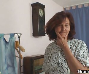 Lonely granny takes his horny cock