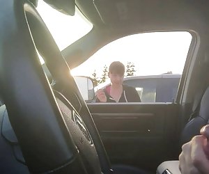 Car Flash - Watches to cum, Shoulda asked for a hand...