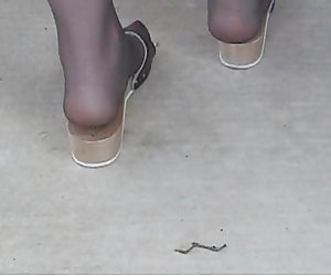 Pantyhose and Dr. Scholls Tease