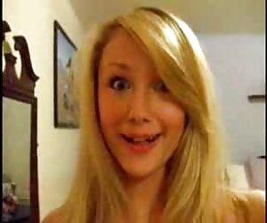 Cute blonde with huge tits