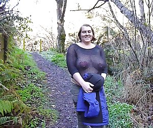 bbw celestewoodrow flashing breast by road