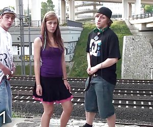 Young pretty girl street gangbang Part 1