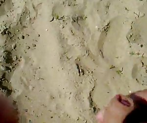 jerking on beach with cumshots. Russian