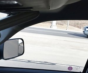 car flash driving- blonde lady gets a kick out  of it