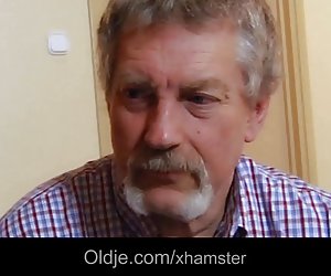 Oldman fucks hot girl while his wife is out of home