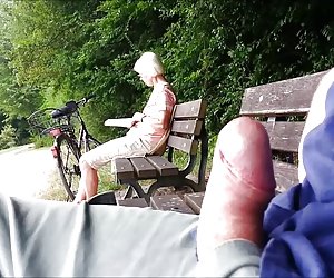 Teaser - Public cumshot for Granny in the park