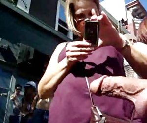 Masturbating in public, girl is interested and likes
