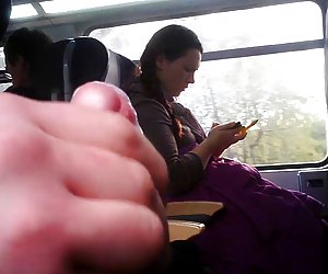 jerking for woman on train