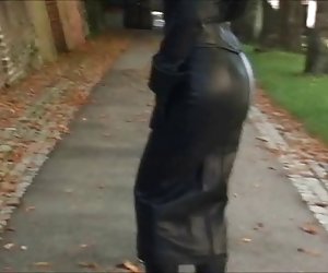 Black Tight leather skirt lady