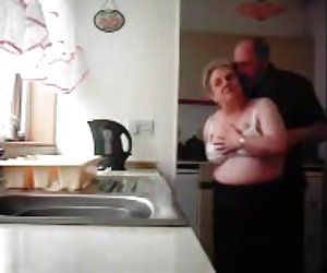 Grandma and grandpa fucking in the kitchen