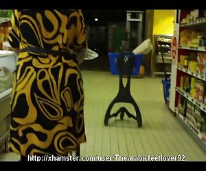 Cum on big arabic booty in a market